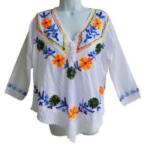 Royal Moda Cotton Floral Embroidered Boho Top India Lightweight